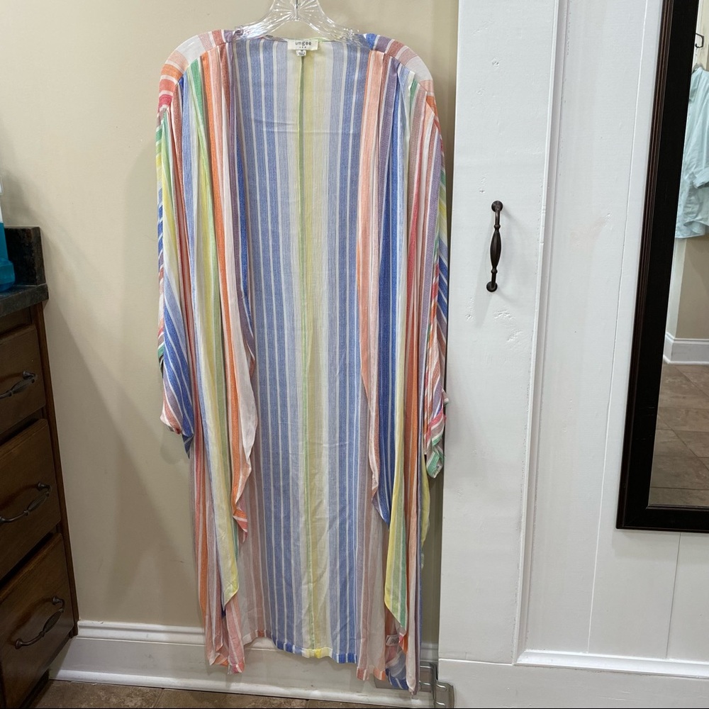 Umgee Long Kimono 🌈 Rainbow Stripes